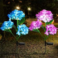 Solar-Lichterkette, 2 Stück, Solar-Gartenleuchten mit 3 Hortensienblüten, dekorative wasserdichte künstliche LED-Solarleuchten für Terrasse, Hof, von LABLANC
