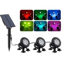 Solar-Teichlichter, RGB-Solarlampe, Unterwasser-Tauchbeleuchtung mit IP68 wasserdicht, farbwechselnde RGB-Solarstrahler für Aquarium, Garten (3 von LABLANC