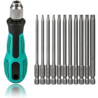 T6-T40 Torx-Schraubendreher, 12-teilig, 100 mm lang, Torx-Magnet-Bit-Set mit T30 und Griff, 1/4 Zoll Sechskantschaft, Akku-Schraubendreher, von LABLANC