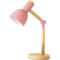 Tischlampe, verstellbare Tischlampe aus Holz, Tischlampe für Kinder im Schlafzimmer, Wohnzimmer, Lesetischlampe mit E27-Fassung, Pink - Lablanc von LABLANC