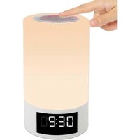 Touch-Nachttischlampe, mehrfarbig, beleuchteter Lautsprecher, wiederaufladbares LED-Nachtlicht, Bluetooth-Tischlampe, Wecker und FM-MP3-Radio. Maße: von LABLANC