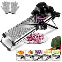Verstellbare Edelstahl-Mandoline mit integrierter scharfer Klinge, multifunktionaler Gemüseschneider, manueller Küchenschneider für Obst und von LABLANC