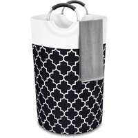 Wäschekorb, 82 l, großer, wasserdichter, faltbarer Schmutzwäschekorb mit Griff aus Aluminiumschaum, platzsparender runder Wäschekorb für Badezimmer, von LABLANC