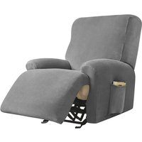 Lablanc - Weicher Stretch-Samt-Relax-Sesselbezug, 4-teiliger rutschfester Sofabezug mit Seitentasche, waschbarer Möbelschutz für 1-Sitzer-Liegestuhl von LABLANC