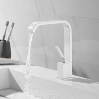 Lablanc - Weißer Wasserfall-Waschtischarmatur, hoher Auslauf, Messing-Waschtischmischer, Badezimmer-Wasserhahn von LABLANC
