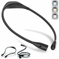 Wiederaufladbare LED-Nackenleseleuchte, 4 LED-Leseleuchte mit 3 einstellbaren Farbtemperaturen und einstellbarer Helligkeit, flexibler Arm, USB-Kabel von LABLANC