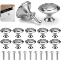 Möbelknöpfe, 12er-Set, runde Tür-/Schubladenknöpfe, 30 mm, Edelstahlknöpfe mit Schrauben für moderne Küchenschrankgriffe (Silber) von LABLANC