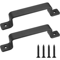 Robuste Vintage-Türgriffe aus Gusseisen, 2er-Set, schwarz, ideal für den Außenbereich, die Garage, den Schrank und den Innenbereich von LABLANC