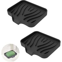 Seifenschale aus Silikon, 2 Stück Seifenhalter mit Abfluss, rutschfeste Reiseseifenschale, Seifenbox für Dusche, Küche, Badewanne (Schwarz) von LABLANC
