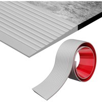 Selbstklebende Schwellenrampe aus Gummi für Türen, Stufen, Badezimmer, Rollstuhl, Scooter, Kinderwagen (Grau, 5 cm (B) x 1 cm (H) x 1 m (L)) von LABLANC