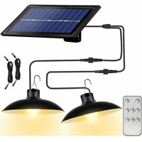 Solarlampen Solar-Kronleuchter mit wasserdichter Fernbedienung 2 Köpfe 3 m Kabel - Warmes Licht von LABLANC