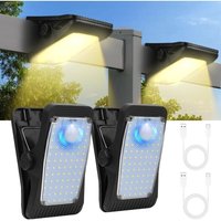 Solarleuchten Außen, 2er Pack Solar Klemmleuchten mit Bewegungsmelder, 73 LEDs 3 Modi led Solar Wandleuchte, Solar Klemmleuchten für Garten, Flur, von LABLANC