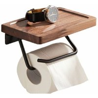 Lablanc - Toilettenpapierhalter mit konkaver Ablage, Toilettenpapierhalter mit Holzregal-Wandhalterung (selbstklebend oder bohrbar), von LABLANC