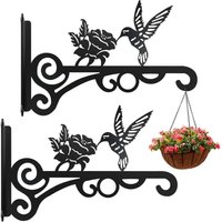 Wandmontierte Hängekorbhalterung, 2 Stück Pflanzenhakenhalter, Eisen-Wandhaken für Pflanzen, Blumentöpfe, Garten- und Balkondekoration (Schwarz) von LABLANC