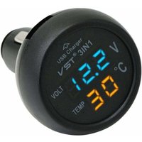 Lablanc - Zigarettenanzünder-Typ-Digital-Thermometer-Display-Voltmeter mit USB-Ladegerät von LABLANC