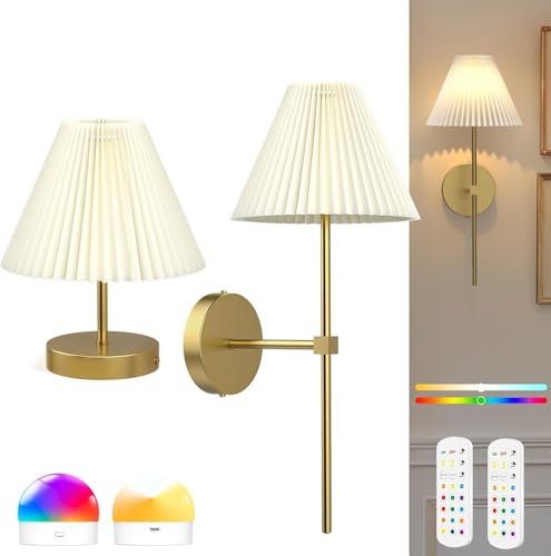 LABOREDUCER 2 Stück LED Wandleuchte Kabellos Innen Akku,Gold Wandlampe Aufladbar mit Fernbedienung Ohne Stromanschluss Kabellose Batteriebetrieben Wandlicht Für Schlafzimmer Wohnzimmer LABOREDUCER 2 Stück LED Wandleuchte Kabellos Innen Akku,Gold Wandlampe Aufladbar mit Fernbedienung Ohne Stromanschluss Kabellose Batteriebetrieben Wandlicht Für Schlafzimmer Wohnzimmer von LABOREDUCER