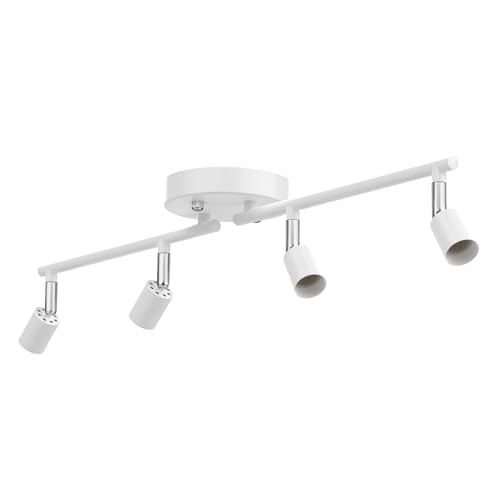 LABOREDUCER LED Deckenleuchte 4 Flammig,LED Deckenstrahler Wohnzimmer,LED Deckenleuchte Strahler,GU10 Deckenspot Schwenkbar 330°Drehbar Spot Strahler Decke Schlafzimmer Küche (Weiß) von LABOREDUCER