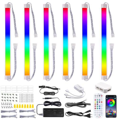 LABOREDUCER Schrankbeleuchtung RGB mit Fernbedienung 6 Stück,Vitrinenbeleuchtung LED Unterbauleuchte Küche Dimmbar APP Unterschrank Beleuchtung mit Timer Funktion für Küche Schrank (RGB+6000K) von LABOREDUCER
