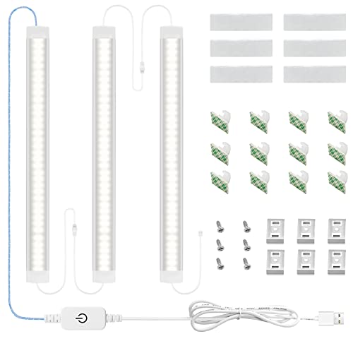 LED Schrankleuchten mit Berührungssensor, 3 CCT schaltbare Streifenbeleuchtung, LABOREDUCER Dimmbare USB-Küchenschrankleuchten, 30CM Unter Schrank Leuchten, für Regal Curio Schrank (2700K/4000K/5000K) von LABOREDUCER