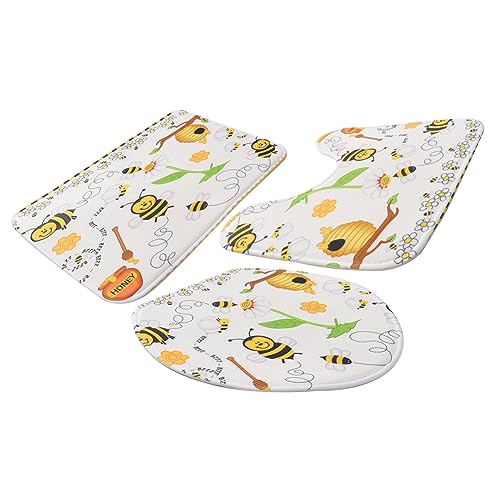 LABRIMP 1 Satz Badezimmerkissenabdeckung Toilettendeckel Badematte Mit Bienenmuster Badezimmermatte rutschfeste Bodenmatte Toilettenumrissmatte Flanell-filzstoff-Tropfen-kunststoffboden LABRIMP 1 Satz Badezimmerkissenabdeckung Toilettendeckel Badematte Mit Bienenmuster Badezimmermatte rutschfeste Bodenmatte Toilettenumrissmatte Flanell-filzstoff-Tropfen-kunststoffboden von LABRIMP