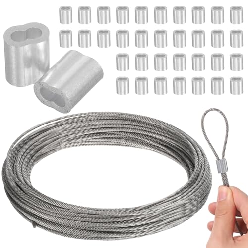 LABRIMP 1 Satz Drahtseil Set Strangkern mit Crimp Hülsen Vielseitig Einsetzbar für Garten Bau und Handwerk Robuste und Sichere Verbindung Einfach zu Handhaben von LABRIMP
