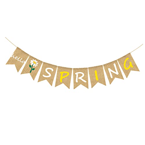 LABRIMP 1 Satz Fröhlicher Frühling Banner Kreatives Fishtail Design aus Leinen für Partys und Dekoration für Fenster Türen und Einzigartige Foto Backdrops von LABRIMP