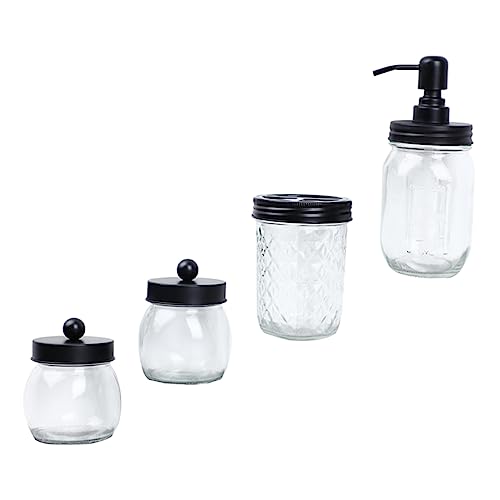 LABRIMP Toilettenartikel Satz Aus Glas Lotionflasche Tupferbehälter Flaschenbecher-Set Für Badezimmer von LABRIMP