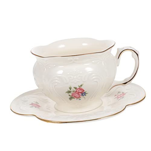 LABRIMP 1 Set Keramiktassen Und Untertassen Keramik-Kaffeetasse Vintage-Kaffeetassen Damenanzüge Blumen-Teetassen-Set Teetasse Mit Tablett-Set Dekorative Tasse Teetasse Mit Henkel von LABRIMP