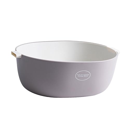 LABRIMP 1 Stück Doppelstöckiger Obst und Gemüsewaschkorb aus Material Abnehmbarer Küchensieb mit Ergonomischen Griffen für Spaghetti Kartoffeln und Platzsparend von LABRIMP