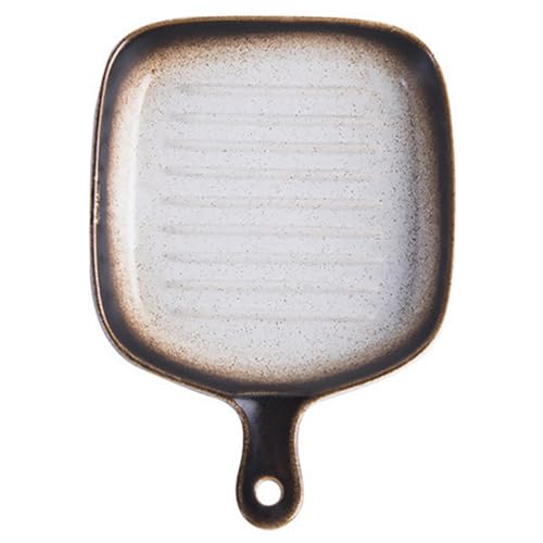 LABRIMP 1 Stück Mikrowellen Ofen Grillplatte aus Keramik mit Stabilem Griff Multifunktionale Backform für Schnelles und Gesundes Grillen Geeignet für Ofen und Mikrowelle für Köstliche von LABRIMP