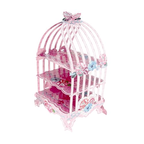 LABRIMP 1 Stück Papier Kuchenständer Dreistöckig Blütenmuster für Geburtstagsfeiern Hochzeiten und Dessert Präsentationen und Tragbar von LABRIMP