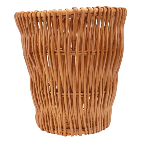 LABRIMP 1 Stück Wicker Woven Trash Can Umweltfreundlicher Abfallkorb für Badezimmer und Wohnräume Platzsparend Design Handgefertigt aus Robustem Material für Vielseitige Verwendung von LABRIMP