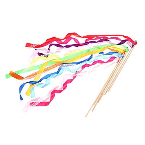LABRIMP 10 Stück Teiliges Hochzeitszauberstäbe mit Glöckchen und Spitzenborte Farbige Ribbons für Feste Hochzeiten Spiele und Aufführungen LABRIMP 10 Stück Teiliges Hochzeitszauberstäbe mit Glöckchen und Spitzenborte Farbige Ribbons für Feste Hochzeiten Spiele und Aufführungen von LABRIMP