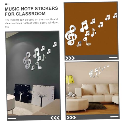 LABRIMP 12 Stck. Musiknoten Wandaufkleber Spiegel-design für Musikzimmer Kinderzimmer Raumdekoration Einfach Anzubringen Abnehmbar Silber Groß von LABRIMP