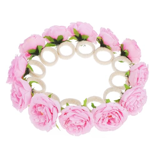 LABRIMP 12 Stück Teiliges Serviettenring mit Handgefertigten Pinken Blumen Designs Dekorative Serviettenhalter für Hochzeiten Dinnerpartys und Festliche Tischdekoration von LABRIMP