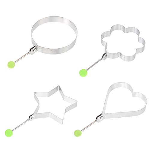 LABRIMP 12 Stück Teiliges Set Kreative Eierkocher Ringe aus Diy Eierbratformen für Spiegeleier Silber Rund Blumen Stern und Herzform von LABRIMP