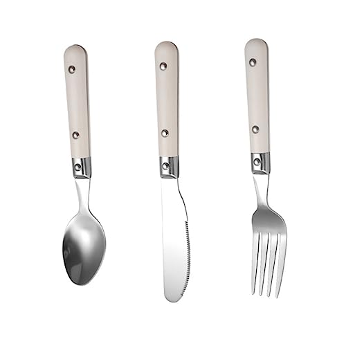 LABRIMP 1Satz Besteck Set mit Ivoryfarbenen Griffen Teiliges Set für Spülmaschinenfest Ergonomisches Design für Sicheres für Jungen und Mädchen von LABRIMP