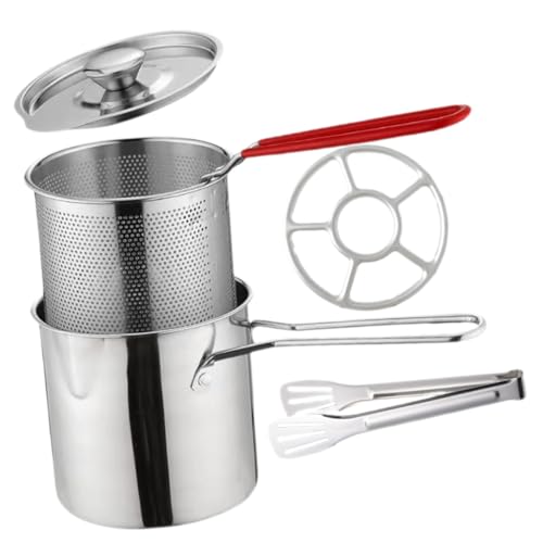 LABRIMP 1Satz Frittierkorb aus Fritteuse mit Abnehmbaren Griff für Garnelen und Snacks Deckel für Innen und Außenbereich von LABRIMP
