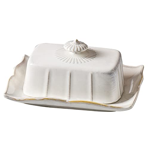 LABRIMP 1Satz Keramischer Butterteller mit Deckel Vintage Butterdose für Desserts Käse und Snacks Servierschale für Zuhause und Gastronomie Langlebig und Praktisch von LABRIMP