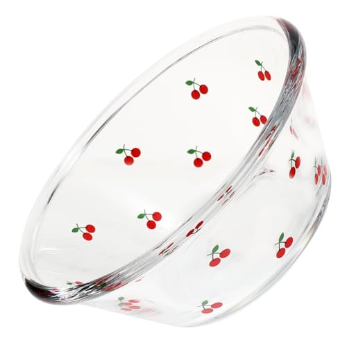 LABRIMP Erdbeermuster Glasschüssel Salatschüssel Haferflockenschüssel Servierschüssel Haushaltsglas Obst Gemüse Schale Transparent von LABRIMP
