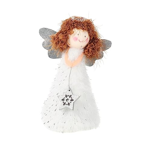LABRIMP Engel Weihnachtsbaumspitze Figur Weiß Ornament PVC Und Plüsch Für Weihnachtsbaum von LABRIMP