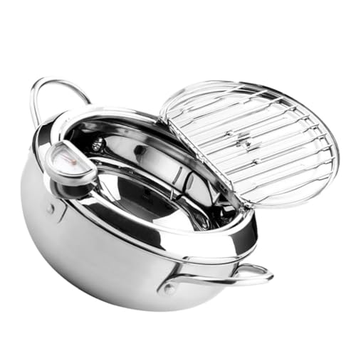 LABRIMP 1Stück Induktionskocher Allgemeiner Einsatz Fritteuse mit Deckel und Thermometer Temperaturkontrollierte Haushaltsfritteuse Silber für Gas und Induktionsherde LABRIMP 1Stück Induktionskocher Allgemeiner Einsatz Fritteuse mit Deckel und Thermometer Temperaturkontrollierte Haushaltsfritteuse Silber für Gas und Induktionsherde von LABRIMP