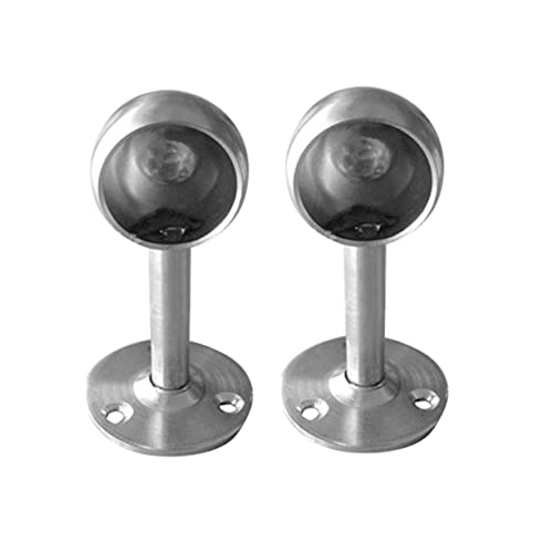 LABRIMP 2 Satz Rostfreier Stahlrundkopfsitz Stange hängend Kleiderschrank Steckdosen Vorhang Gardinenhalter Closet Pole Socket Silber von LABRIMP