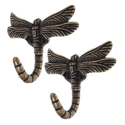 LABRIMP 2 Stück Dekorative Dragonfly Wandhaken aus Zinklegierung für Kleidung und Hüte Vintage Stil für Badezimmer oder Türen Multifunktionale Aufhängemöglichkeit von LABRIMP