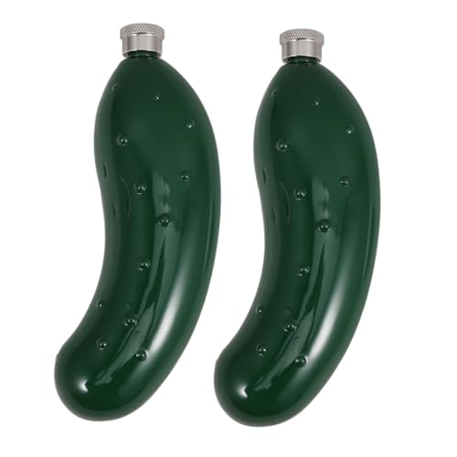 LABRIMP 2 Stück Edelstahl Trinkflaschen Auslaufsichere Outdoor Pocket Flasks Kreative Gurkenform Whiskey Flasche Kompakt für Camping Picknick und Alltag Grün LABRIMP 2 Stück Edelstahl Trinkflaschen Auslaufsichere Outdoor Pocket Flasks Kreative Gurkenform Whiskey Flasche Kompakt für Camping Picknick und Alltag Grün von LABRIMP