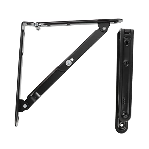 LABRIMP 2 Stück Faltbare Wandhalterung Schwarze Regalträger Schwerlaststützen für für Wohnräume und Garagen mit Platzsparendem Design und Hoher Tragfähigkeit von LABRIMP