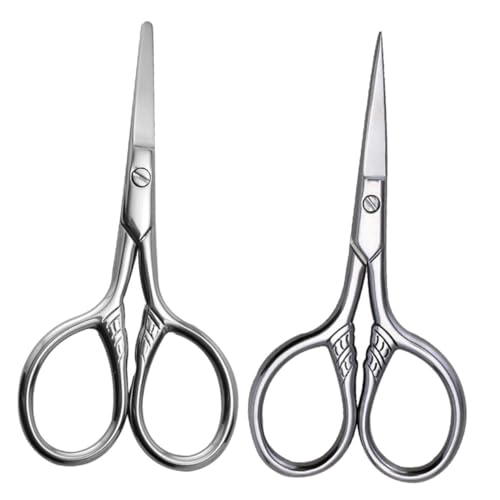 LABRIMP 2 Stück Herren Trimmerscheren aus Präzise Bart und Augenbrauenschneider mit Abgerundeten für Sicheres Trimmen und Komfortable Handhabung von LABRIMP