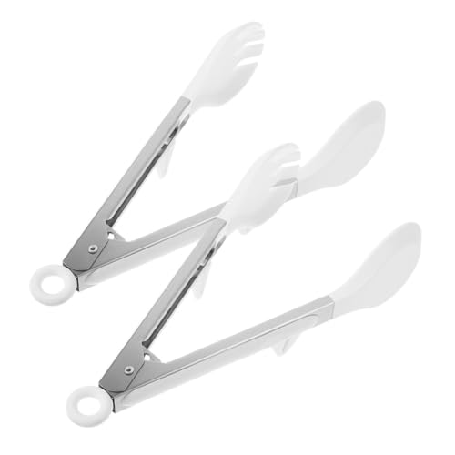 LABRIMP 2 Stück Hitzebeständige Silikon Küchenzange mit Selbstverriegelndes Design Teiliges mit Ständer zum Servieren von Brot Bbq und Buffet Rutschfest und Hitzeschutz für Vielseitigen von LABRIMP