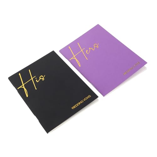 LABRIMP 2 Stück Hochzeitsgelübde Buch Set Braut und Bräutigam mit Linierten Seiten Modernes Vow Book für Zeremonie Stilvolle Schwarze und Violette Notizbücher als Bleibendes Andenken von LABRIMP