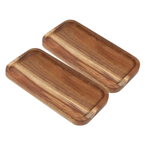 LABRIMP 2 Stück Holz Serviertablett Rechteckige Aufbewahrungsschale für Snacks Desserts und Früchte Multifunktionales Küchen und Tablett von LABRIMP